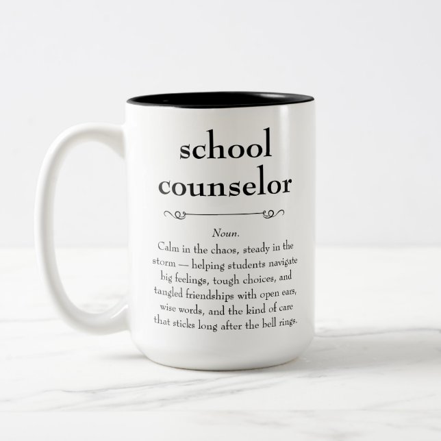 School Counsellor Definition Appreciation Gift Two-Tone Coffee Mug (Left)