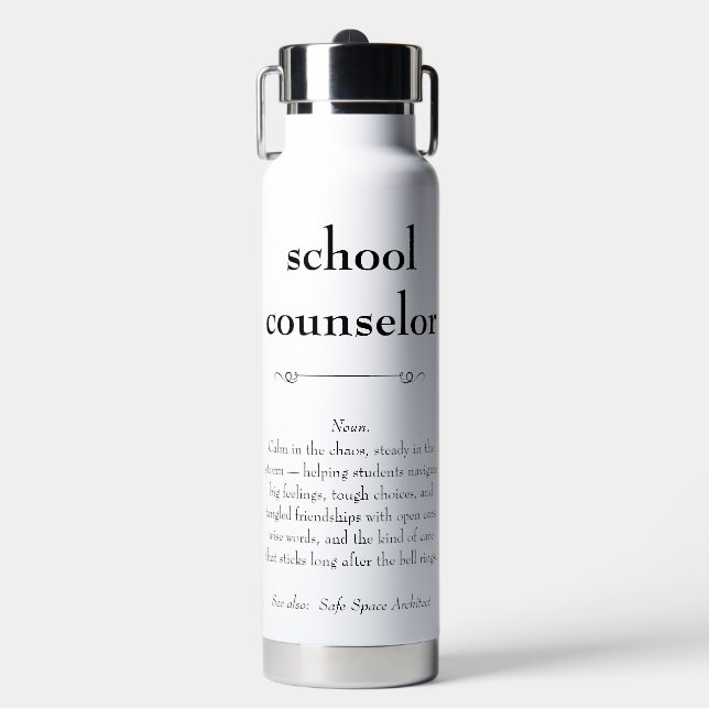 School Counsellor Definition Appreciation Gift Water Bottle (Front)