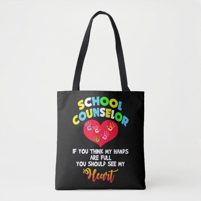 School Counsellor Full Heart Appreciation Gift Tote Bag (Front)