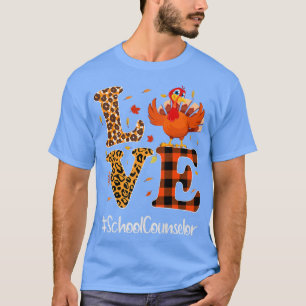 School Counsellor Love Thanksgiving Leopard Turkey T-Shirt