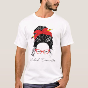 School Counsellor Messy Bun Funny Back To School 2 T-Shirt