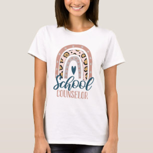 School Counsellor Rainbow Counseling Leopard gift T-Shirt