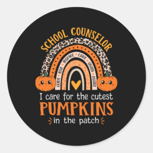 School Counsellor Rainbow Leopard Print Halloween  Classic Round Sticker