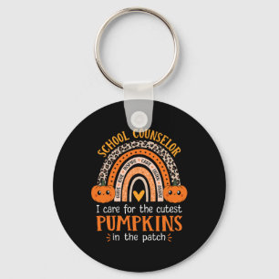 School Counsellor Rainbow Leopard Print Halloween Key Ring