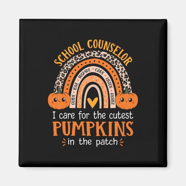 School Counsellor Rainbow Leopard Print Halloween  Magnet (Front)