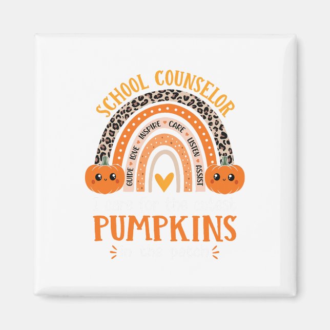 School Counsellor Rainbow Leopard Print Halloween  Magnet (Front)