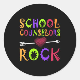 School Counsellor Rock Heart Book School Counselin Classic Round Sticker