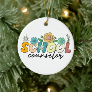 School Counsellor Wildflower Teacher Cute Mum Funn Ceramic Tree Decoration