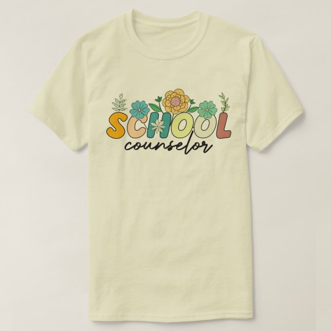 School Counsellor Wildflower Teacher Cute Mum Funn T-Shirt (Design Front)