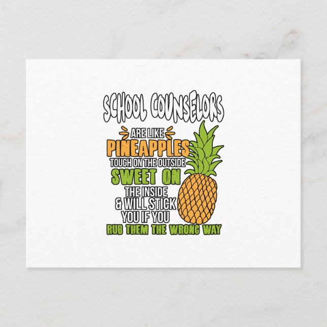School Counsellors Are Like Pineapples. Announcement Postcard (Front)