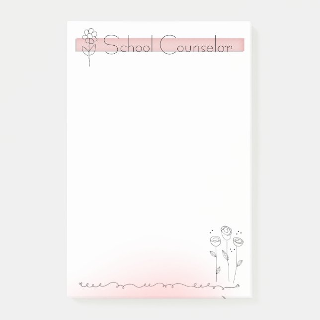 School Counsellor's Simple Floral Big Post-it Notes (Front)