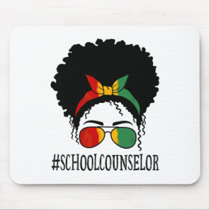 School Counselor African Women Messy Bun Black His Mouse Pad
