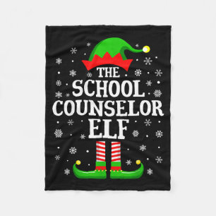 School Counselor Elf Funny Christmas Family Matchi Fleece Blanket
