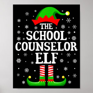 School Counselor Elf Funny Christmas Family Matchi Poster