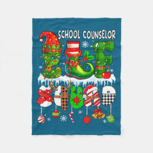 School Counselor Elf Squad Xmas Colorful Elf Hat S Fleece Blanket