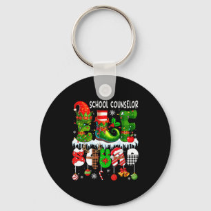 School Counselor Elf Squad Xmas Colorful Elf Hat S Key Ring