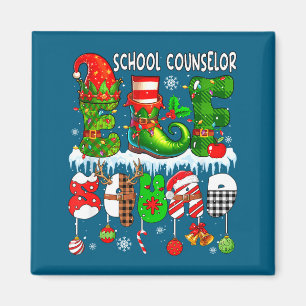 School Counselor Elf Squad Xmas Colorful Elf Hat S Magnet