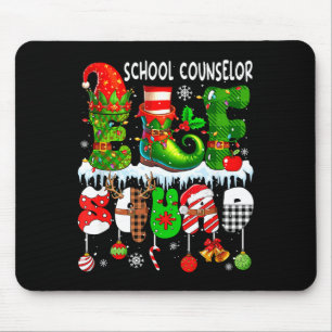 School Counselor Elf Squad Xmas Colorful Elf Hat S Mouse Pad