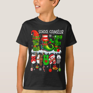 School Counselor Elf Squad Xmas Colorful Elf Hat S T-Shirt