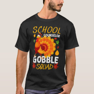 School Counselor Gobble Squad Turkey Thanksgiving T-Shirt