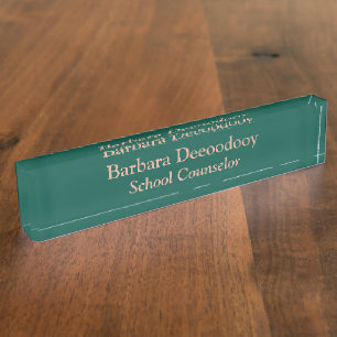 School Counselor Green Acrylic Nameplate
