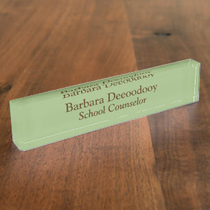 School Counselor Sage Green Acrylic Nameplate