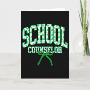 School Counselor St Patrick's Day Coquette Bow Cou Card