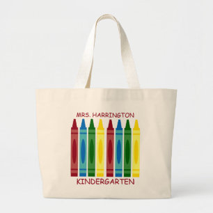 School Crayons Personalised Large Tote Bag