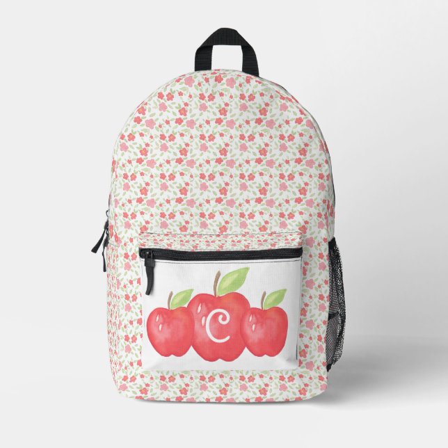 School Crest | Grade School Apple Monogram Printed Backpack (Front)