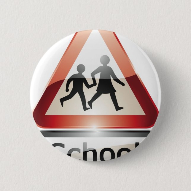 school crossing 6 cm round badge (Front)