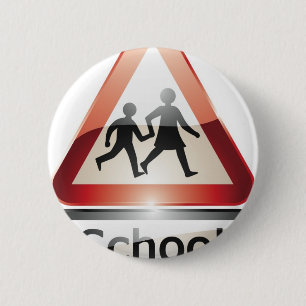school crossing 6 cm round badge