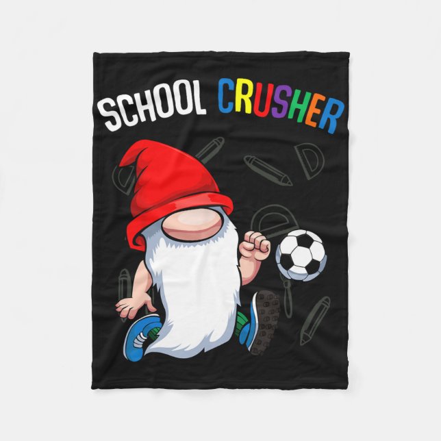 School Crusher Byck To School Cute Gnome Soccer St Fleece Blanket (Front)