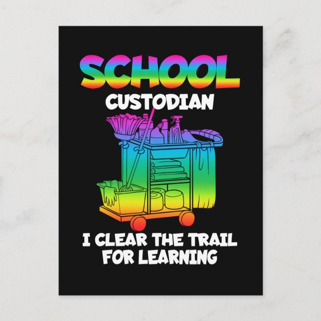 School Custodian Colorful Janitor Caretaker Postcard (Front)