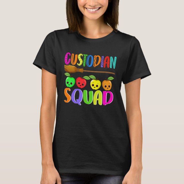 School Custodian Squad Cute Janitor Of Tiny Humans T-Shirt (Front)