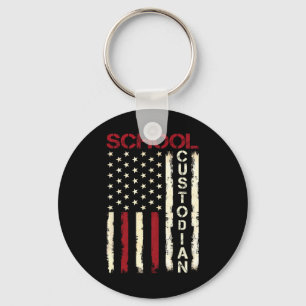 School Custodian Us American Flag Appreciation Bac Key Ring