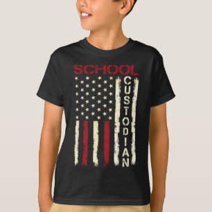 School Custodian Us American Flag Appreciation Bac T-Shirt