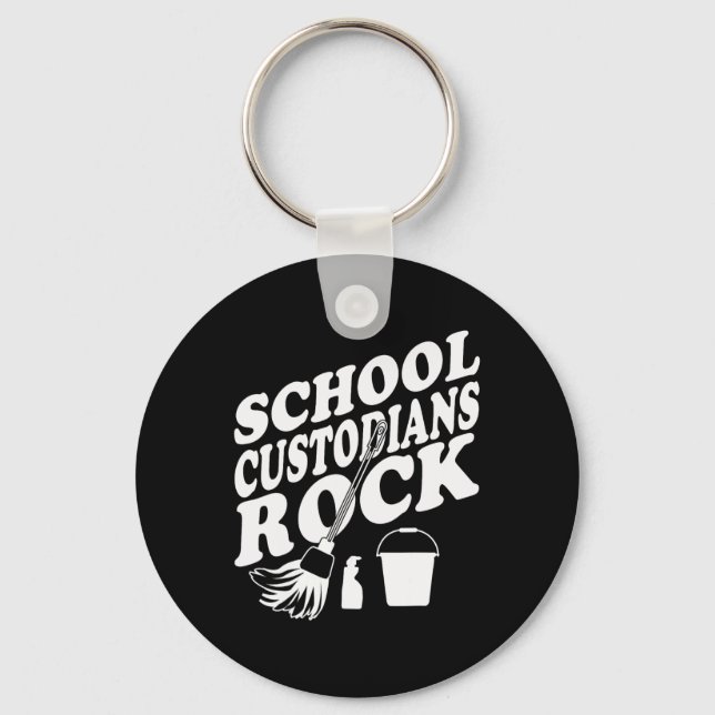 School Custodians Rock Back To School - Janitor Ap Key Ring (Front)