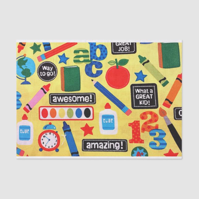 School Days Fabric Print Tissue Paper (Front)