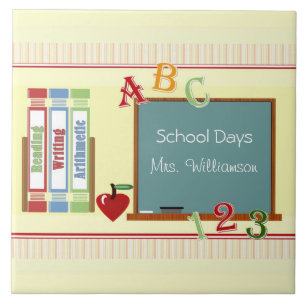 School Days Personalised Teacher Art Tile
