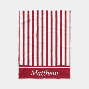 School Days Red and White Ticking Stripe Fleece Blanket
