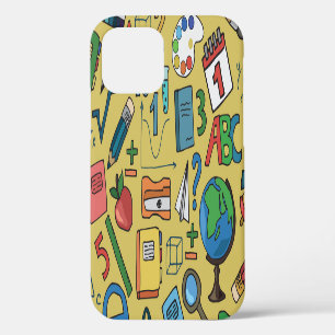 School Days: Vintage Supplies Pattern iPhone 12 Case