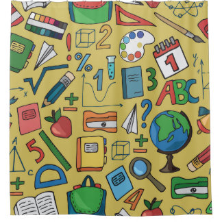 School Days: Vintage Supplies Pattern Shower Curtain