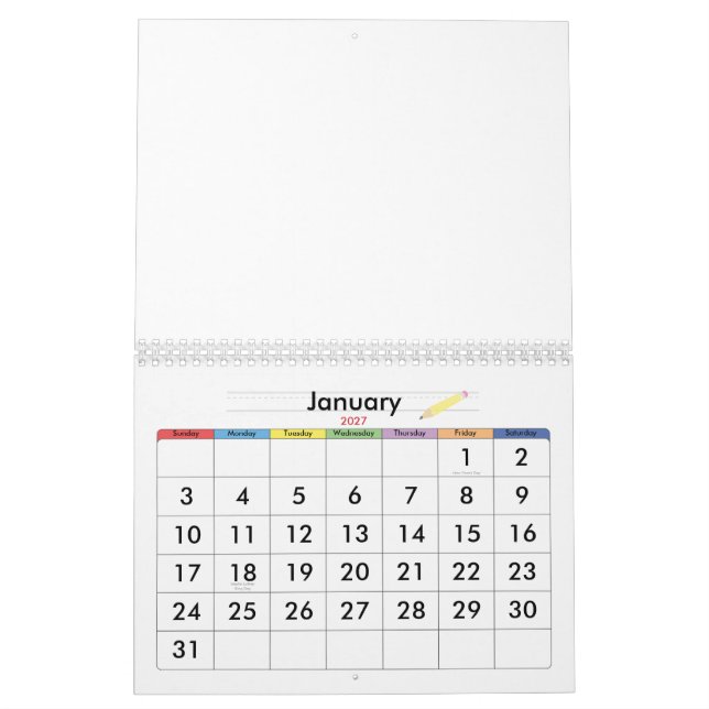 School Daze Calendar (Jan 2027)