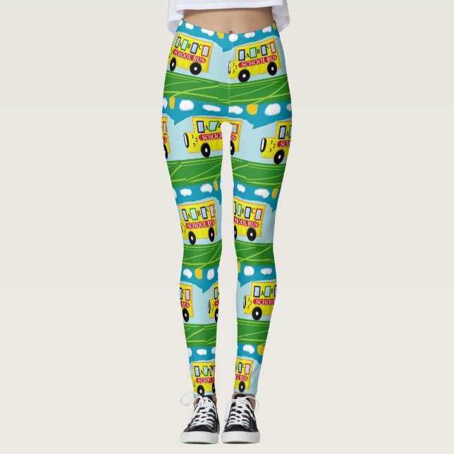 School Driver School Bus Driver Carpool Parent Leggings (Front)