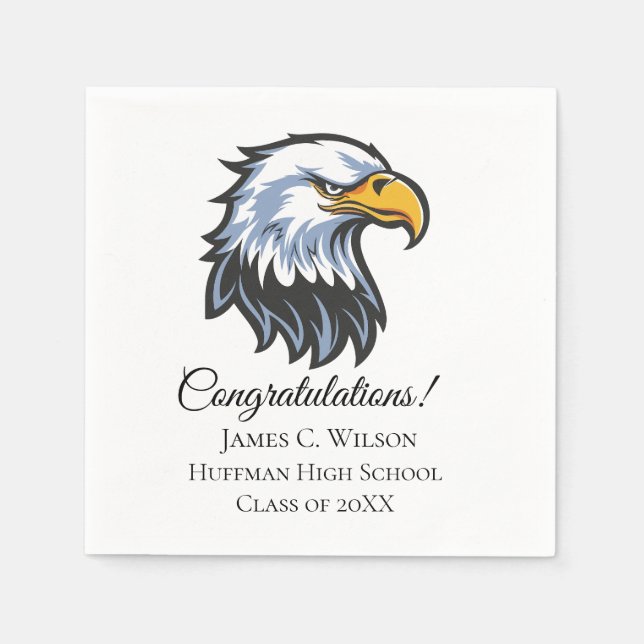 School Eagle Personalised Graduation Napkins (Front)
