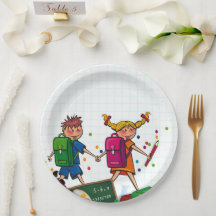 School Education Boy & Girl Paper and Party Plates