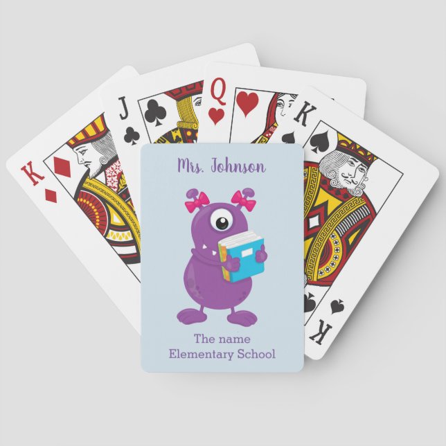 School Education Purple Monster Playing Cards (Back)