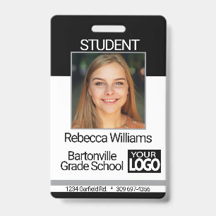 School / Employee Photo Badge - Black And Grey ID Badge