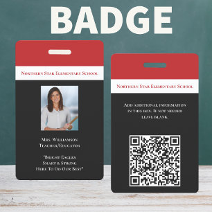 School Employee QR Code Staff Photo Id Teacher ID Badge