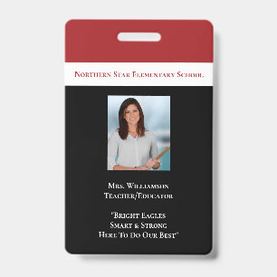 School Employee Staff Photo Id Teacher Badge